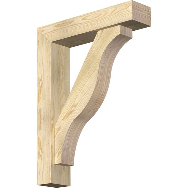 Ekena Millwork Funston Block Rough Sawn Bracket w/ Offset Brace, Douglas Fir, 6"W x 26"D x 34"H BKT0604X26X34FST05RDF - main